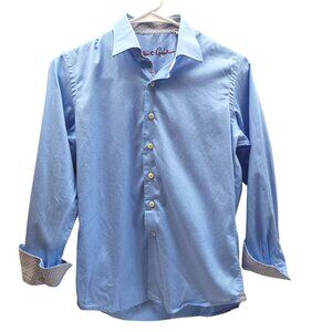 Robert Graham Boys Long Sleeve Button Up Shirt Blue Size 10/12 Medium‎